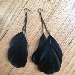 Black feather earrings never worn